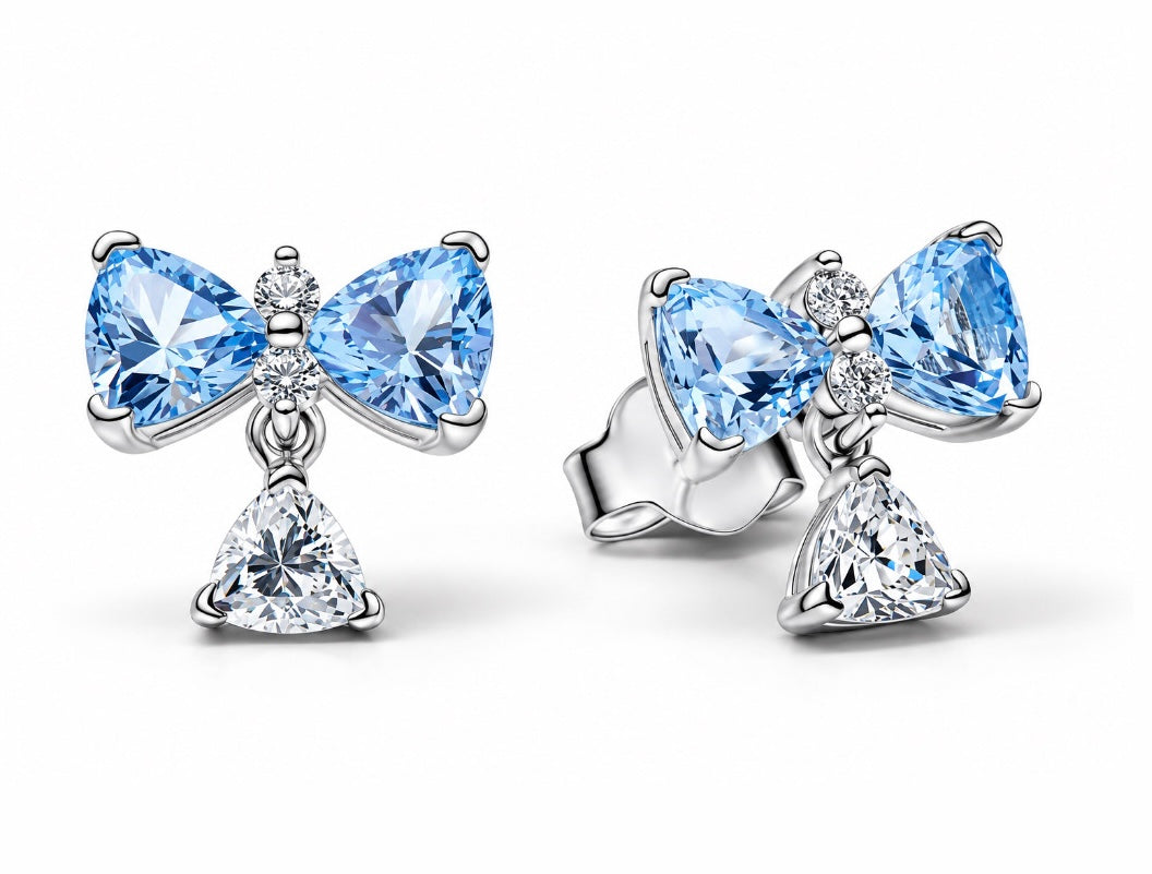 Blue Bow Earrings